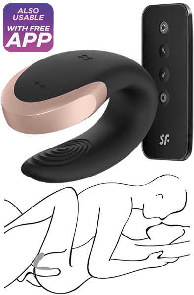 Alternativ bild 1 för Double Love Luxury Partner Vibrator - Svart