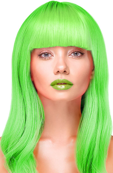 Party Wig Long Straight Hair Neon Green Peruk