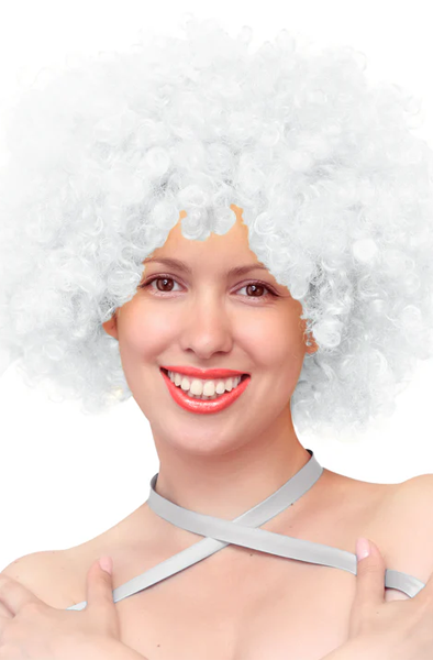 Party Wig Afro Hair White Peruk