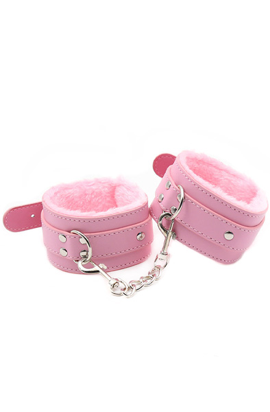 Premium Fur Lined Wrist Restraints Pink Handbojor |  | Intimast