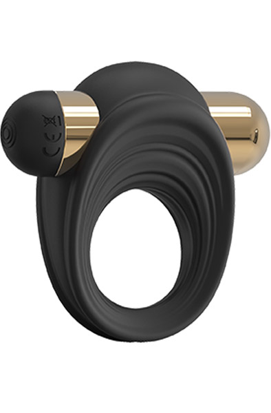 Vibrating C-Ring Black & Gold Penisring med vibrator |  | Intimast