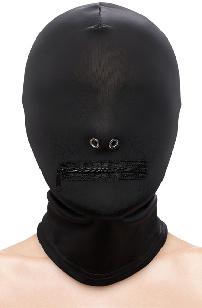 Zippered Mouth Hood Black BDSM mask
