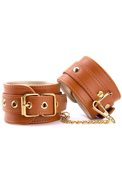 Blaze Elite Hand Cuffs Cognac Vegan Leather Handbojor |  | Intimast