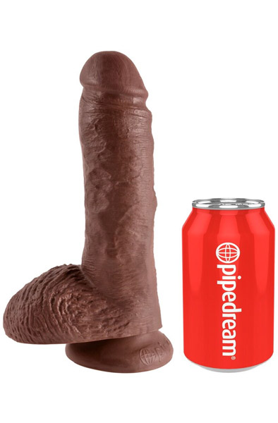 Alternativ bild 1 för Dildo med Pung 22.5 cm - Brun