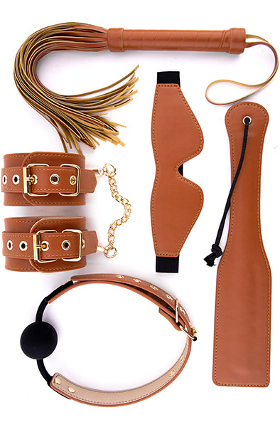 BDSM Set Cognac Vegan Leather Bondage paket |  | Intimast