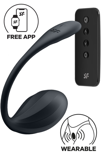 Satisfyer Ribbed Petal App Vibrator Black Appstyrt vibrerande ägg | | Intimast