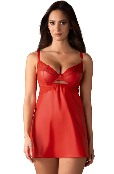 Obsessive Aliosa Chemise & Thong Red XXL/XXXL Chemise & Babydoll