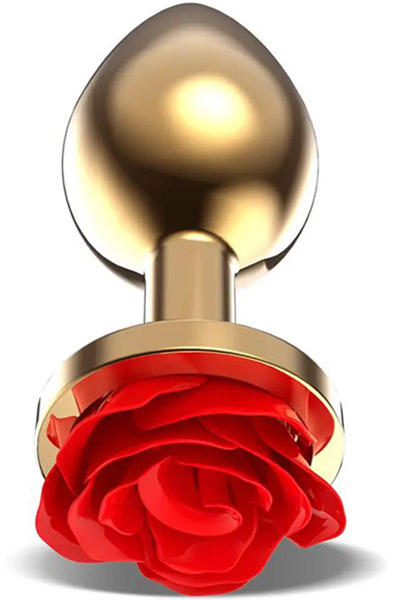 Golden Metal Anal Plug With Red Rose Small Analplugg metall |  | Intimast