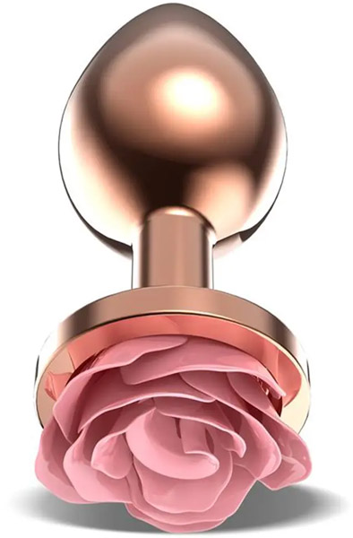 Rosegold Metal Anal Plug With Pink Rose Small Analplugg metall |  | Intimast