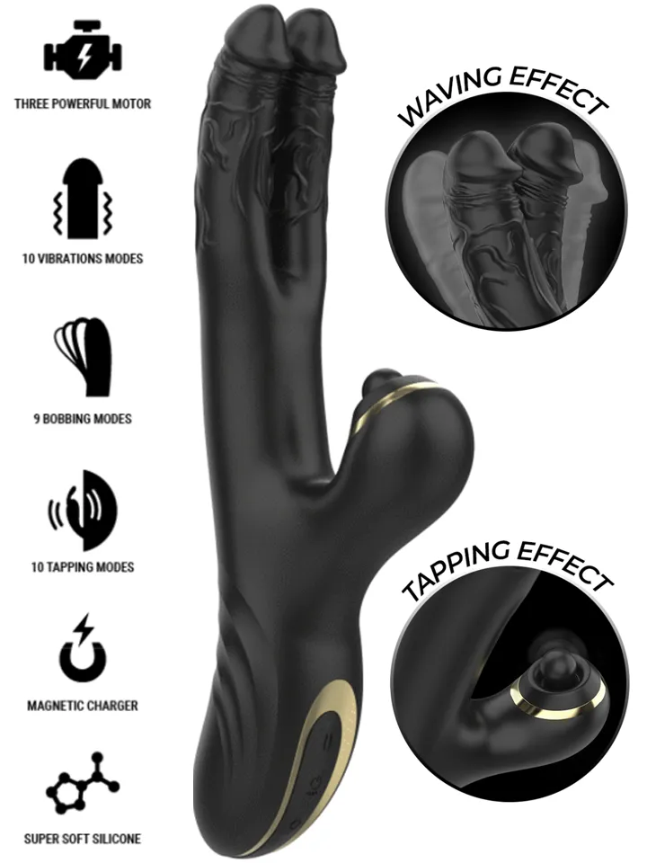 Ibiza Two Dragons Double Vibrator Black Rabbitvibrator |  | Intimast