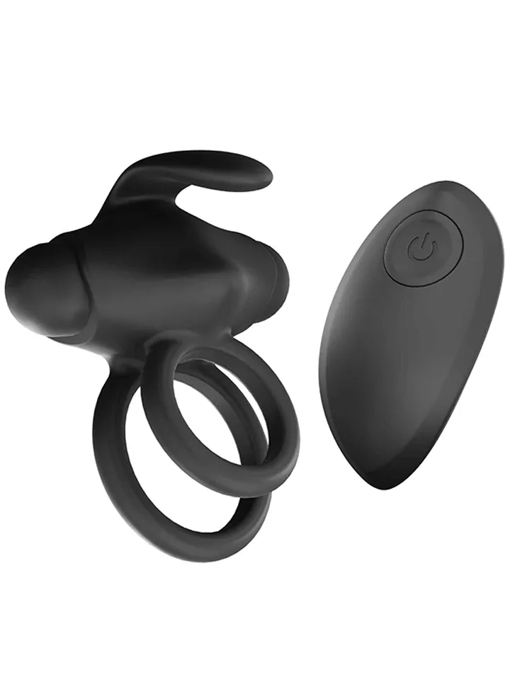 Mr & Mrs Vibe Ring Black Penisring med vibrator |  | Intimast