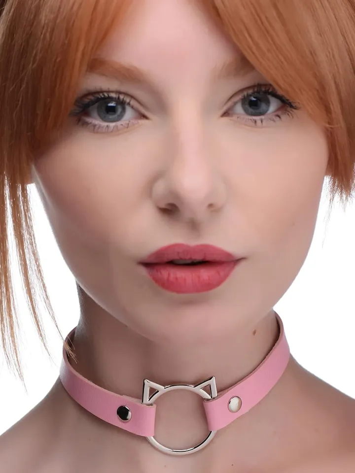 Kinky Kitty Ring Slim Choker Pink Choker | | Intimast