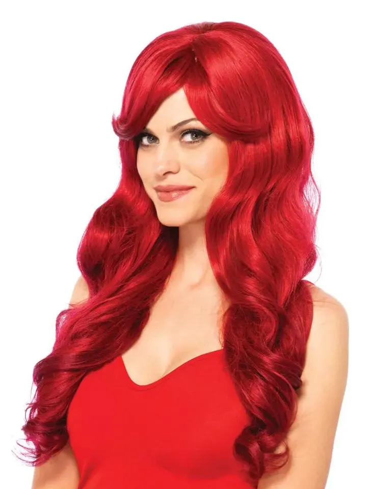 Leg Avenue Long Wavy Wig Red Peruk | | Intimast