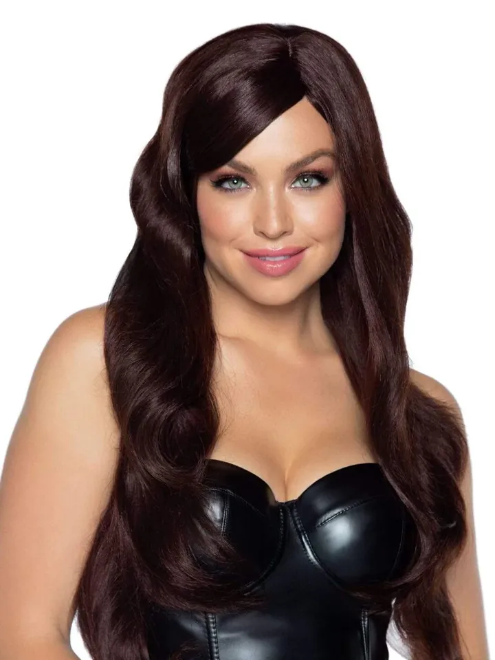Leg Avenue Long Wavy Wig Brown Peruk | | Intimast