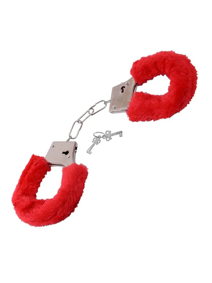TOYZ4LOVERS Furry Handcuffs Red Handbojor med fluff |  | Intimast
