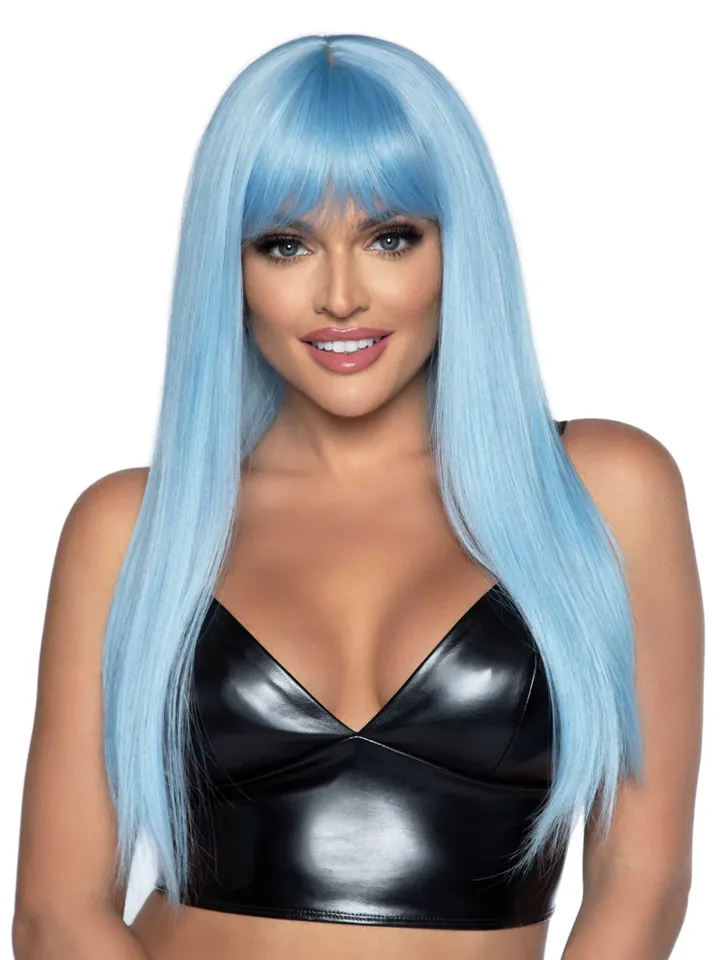 Long Straight Bang Wig Blue Peruk | | Intimast