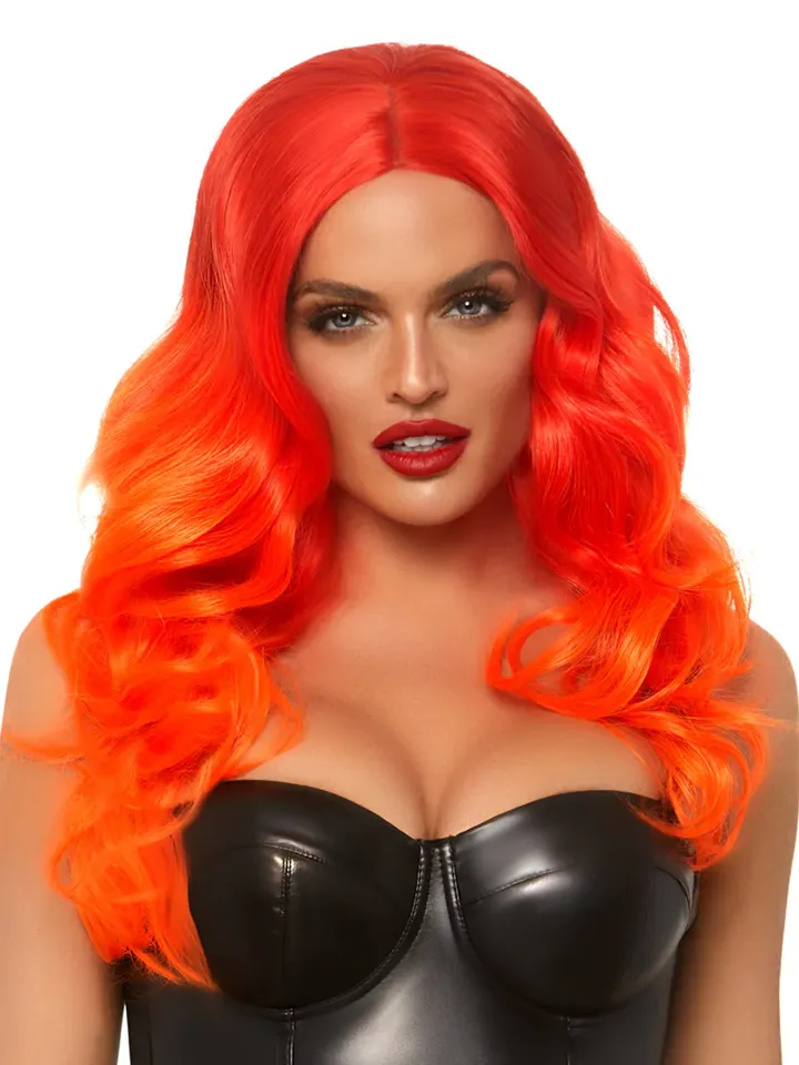 Leg Avenue Ombre Long Wavy Wig Orange Peruk | | Intimast
