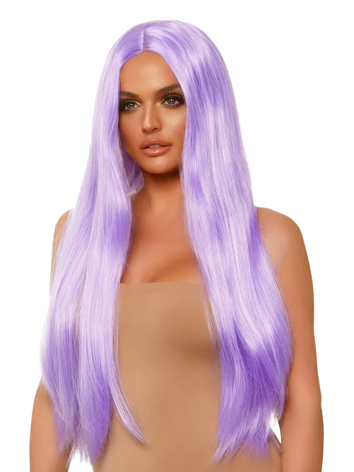 Long Straight Center Part Wig Lavender Peruk | | Intimast