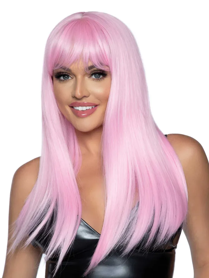 Long Straight Bang Wig Pink Peruk | | Intimast