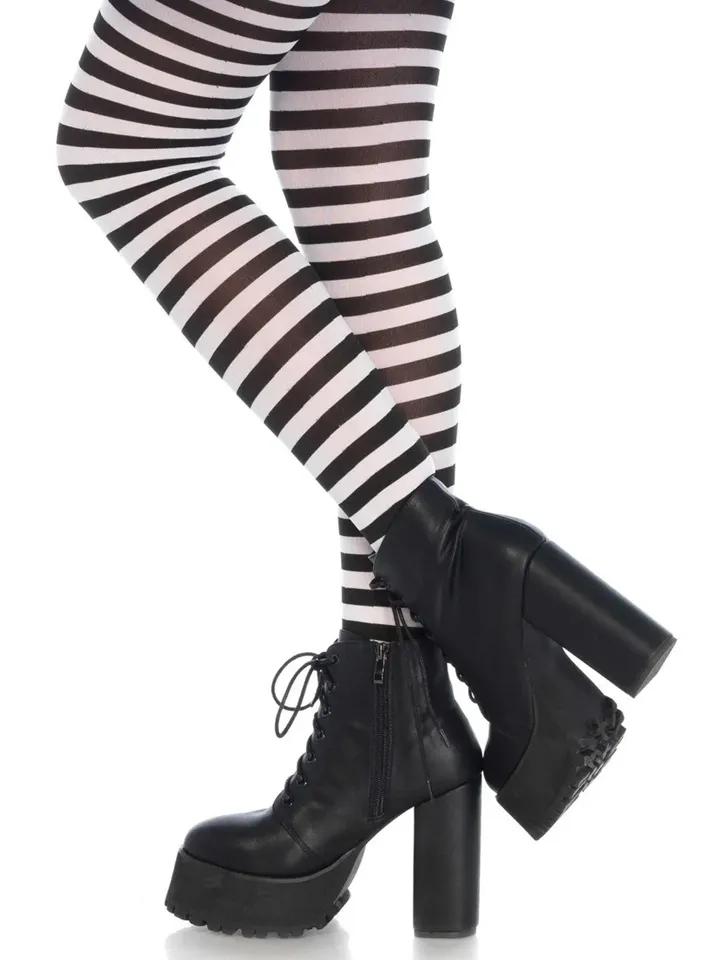 Nylon Striped Pantyhose Black/White O/S Strumpbyxor | | Intimast