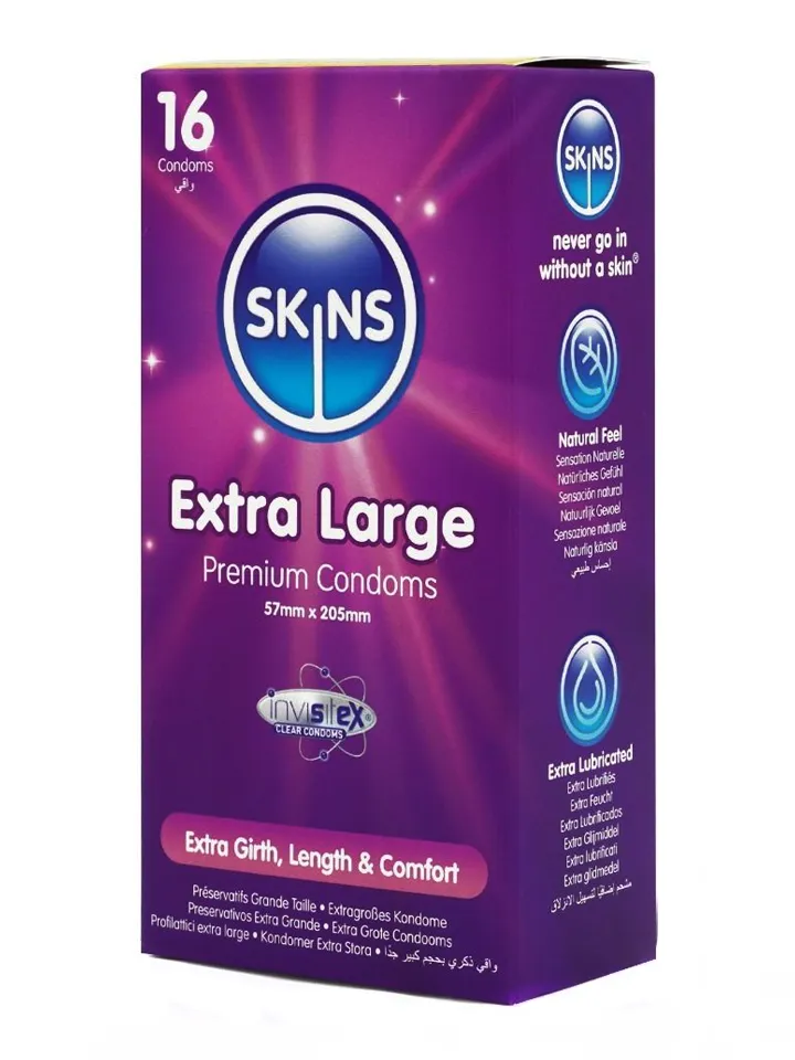 Skins Extra Large Condoms 16-pack Extra stora kondomer |  | Intimast