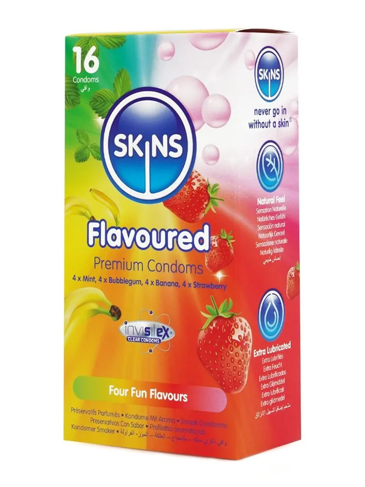 Skins Flavours Condoms 16-pack Smaksatta kondomer |  | Intimast