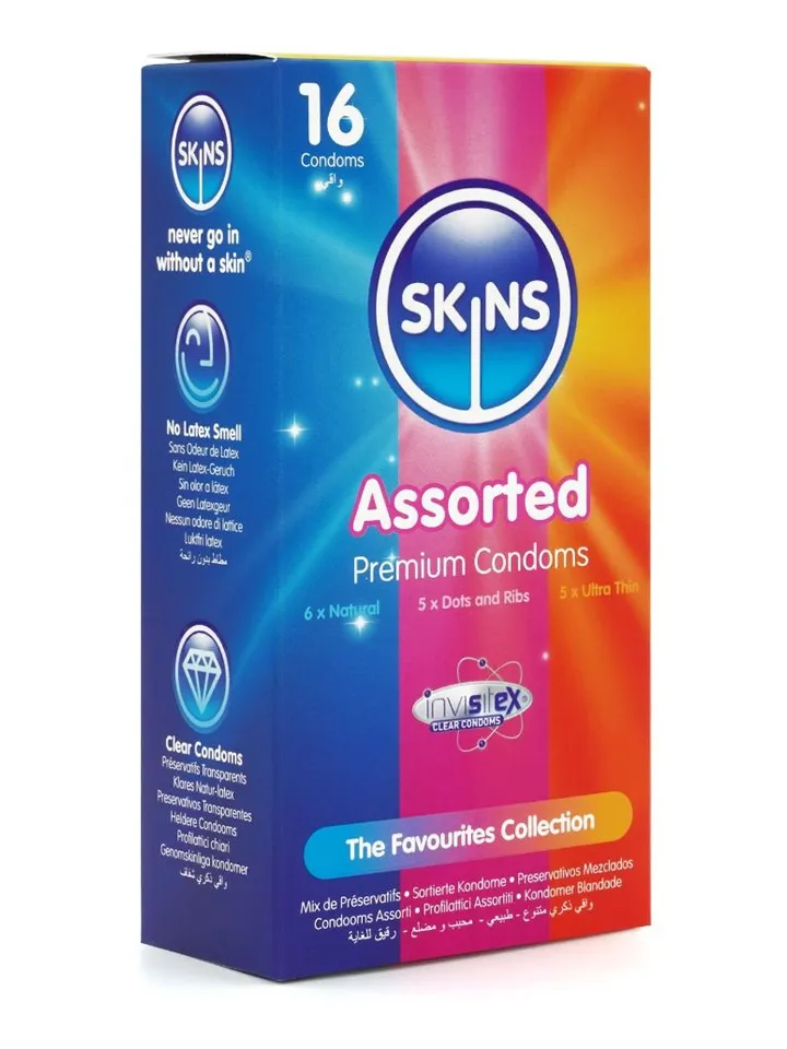 Skins Assorted Condoms 16-pack Mixade kondomer |  | Intimast