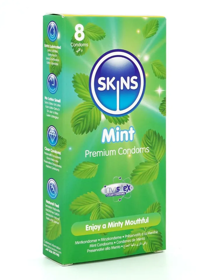 Skins Mint Condoms 8-pack Smaksatta kondomer |  | Intimast