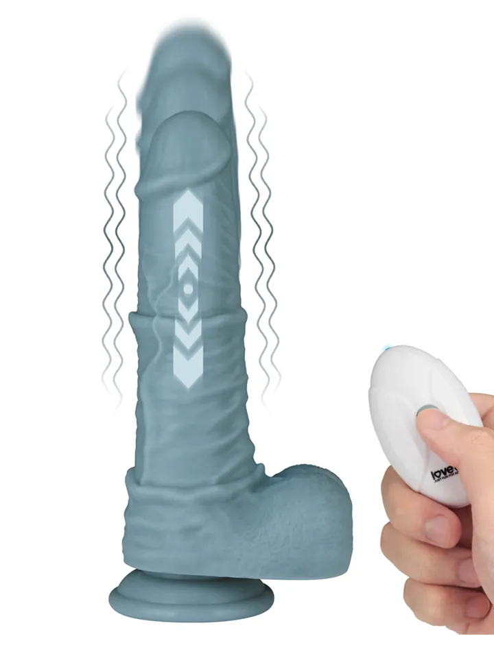 Thrusting & Vibrating Silicone Dildo 27,5 cm Dilator med vibration | | Intimast