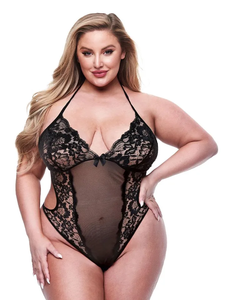 Eco Lace & Mesh Teddy Black Queen Size Teddy | | Intimast