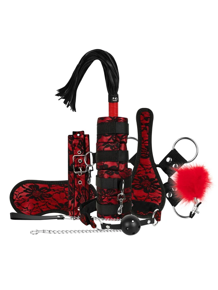 Lace & Leather Look 9-pcs Bondage Set Bondage paket |  | Intimast