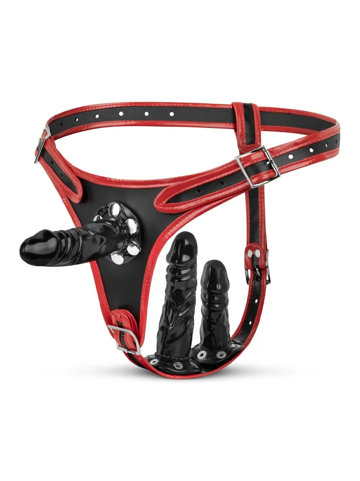Triple Dildo Strap-On Harness Strap-on med sele | | Intimast
