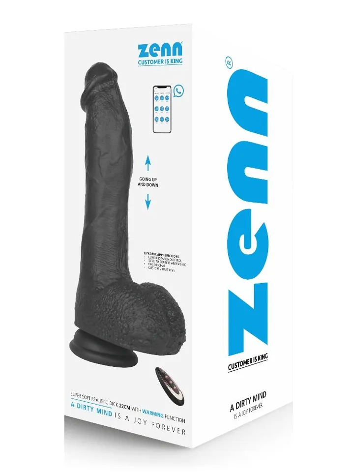 Super Soft Dildo With Heating Black 22 cm Dildo med vibrator |  | Intimast