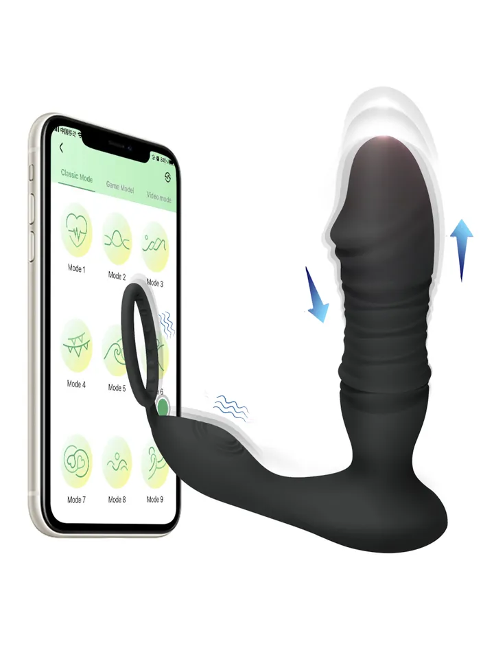 Prostate Massager With Thrusting & App Prostatavibrator med penisring |  | Intimast
