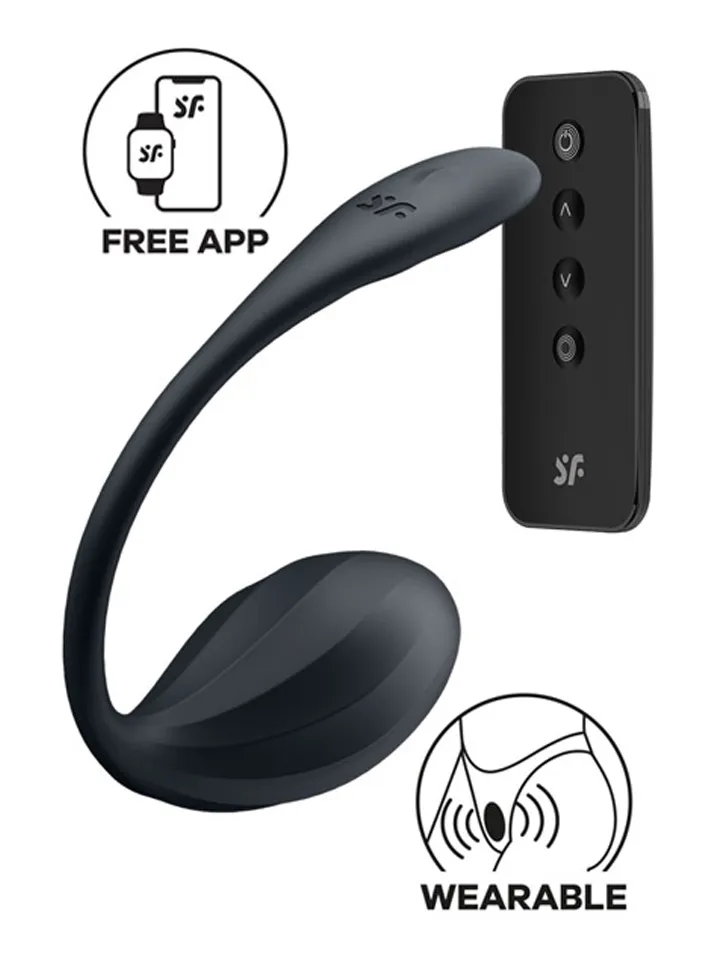 Satisfyer Ribbed Petal App Vibrator Black Appstyrt vibrerande ägg |  | Intimast