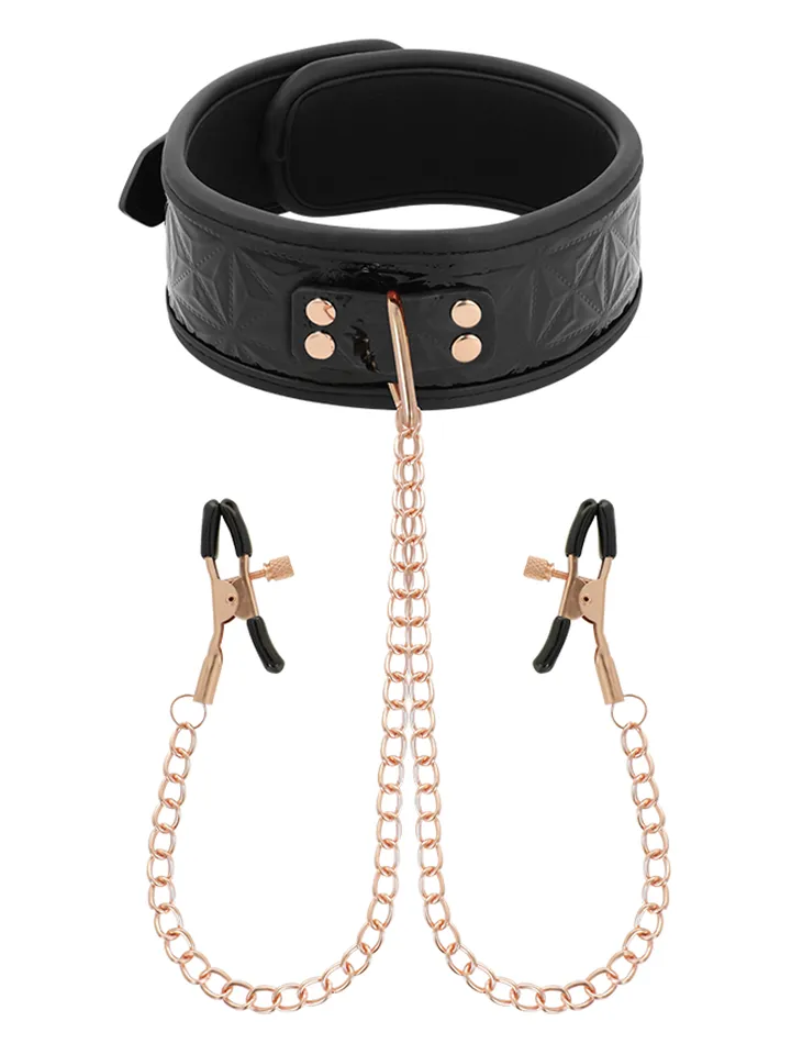 Black Edition Collar With Nipple Clamps Halsband med bröstklämmor |  | Intimast