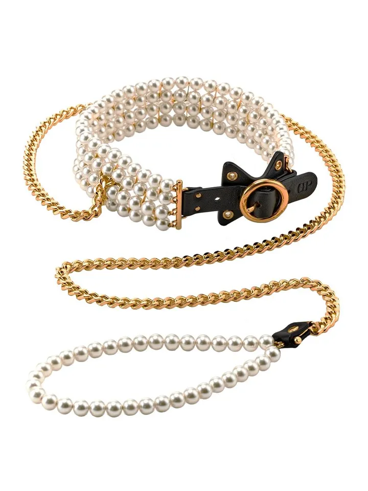 Guilty Pleasure Luminious Pearl Leash & Collar Halsband & koppel |  | Intimast