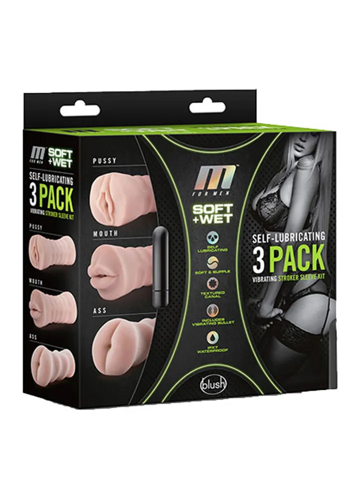 3-pack Vibrating Stroker Kit Masturbator paket |  | Intimast