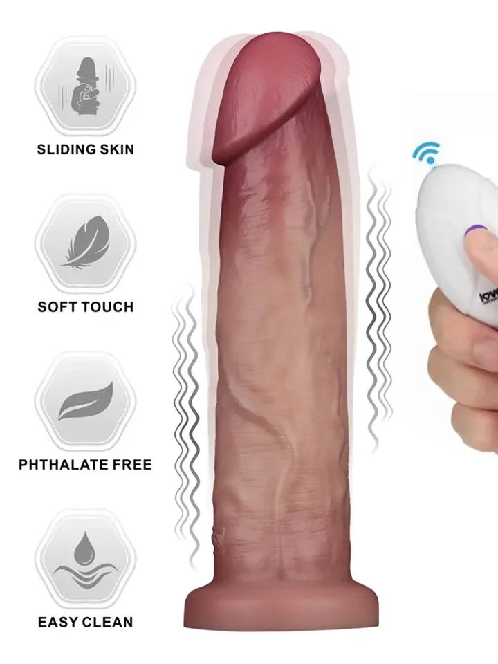 Sliding Skin Pro II Silicone Vibrating Dildo 22,7 cm Dildo med vibrator |  | Intimast