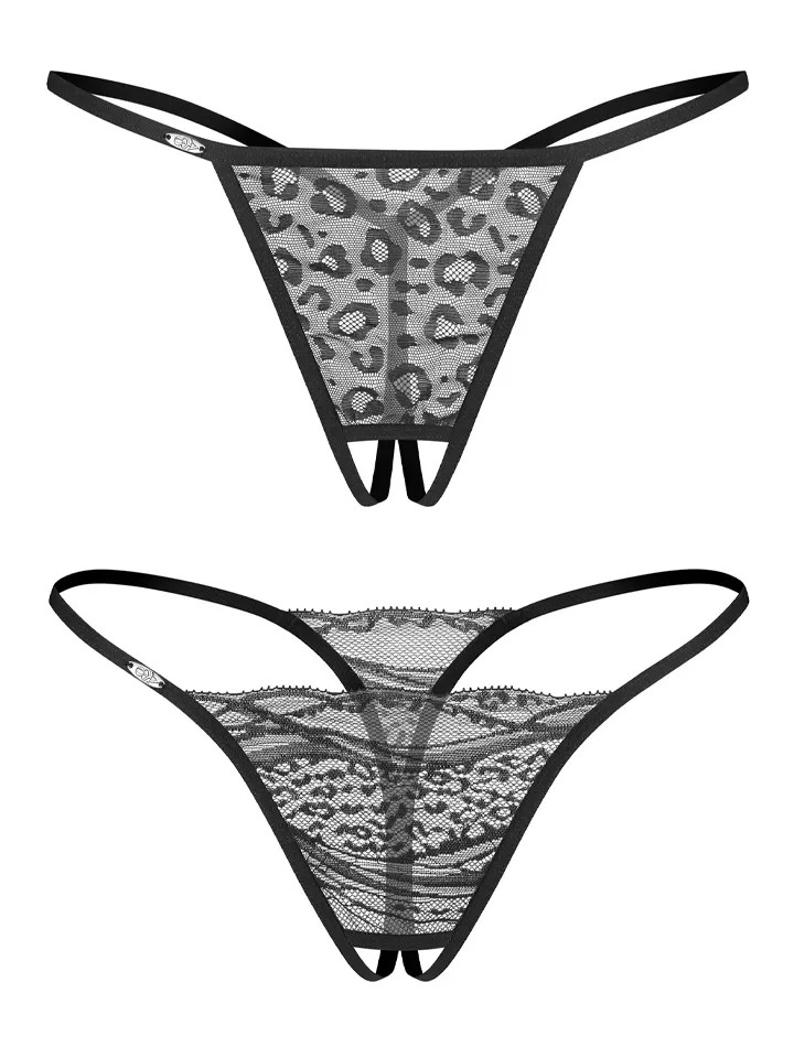 Obsessive Bianca Crotchless Thong 2-pack S/M Trosa med öppen gren |  | Intimast