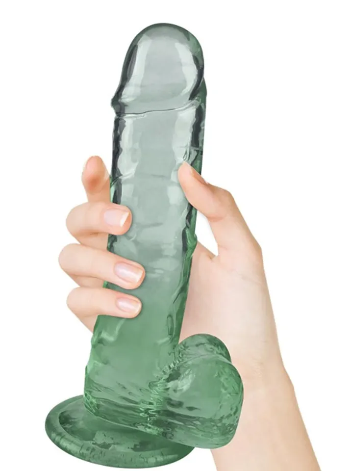 Crystal Pleasures Dual Color Green 18 cm Dildo med sugpropp |  | Intimast