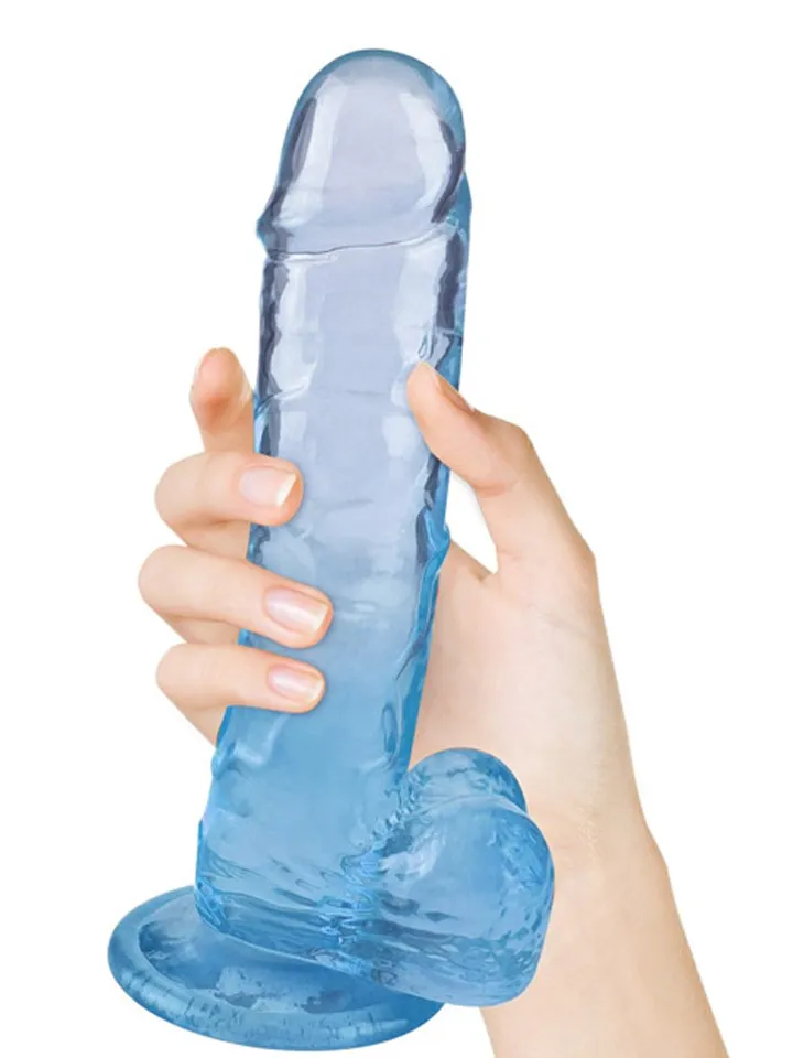 Crystal Pleasures Dual Color Blue 18 cm Dildo med sugpropp |  | Intimast