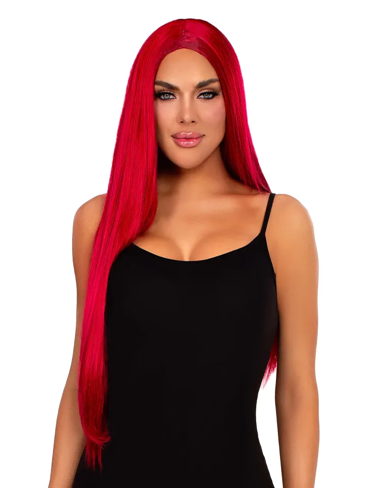 Leg Avenue Long Straight Center Part Wig Red Röd Peruk |  | Intimast