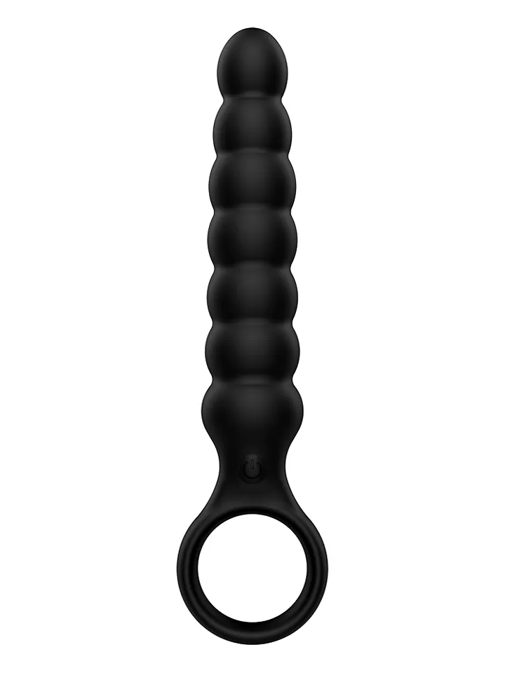 Ribbed Anal Plug With Vibrations Black Analplugg med vibrator |  | Intimast