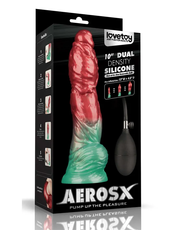 Dual Density Inflatable Dildo Red/Green 25 cm Uppblåsbar dildo |  | Intimast