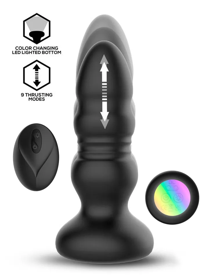Krax Butt Plug With Vibration, Thrusting & Led Light Analplugg med vibrator |  | Intimast