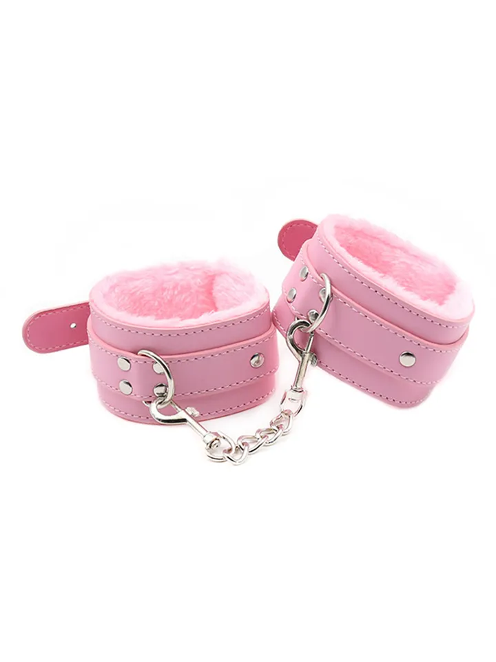 Premium Fur Lined Wrist Restraints Pink Handbojor |  | Intimast