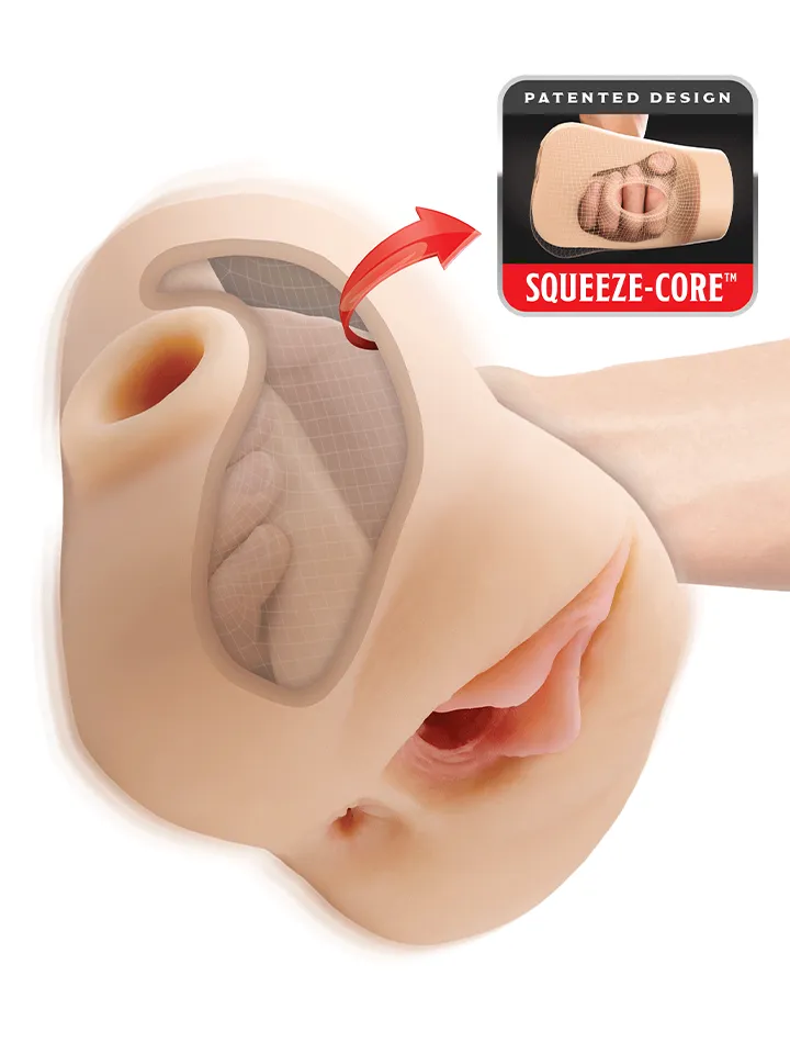 PDX Plus Double Pounder Vibrating Squeeze Stroker Lösvagina med vibrator |  | Intimast